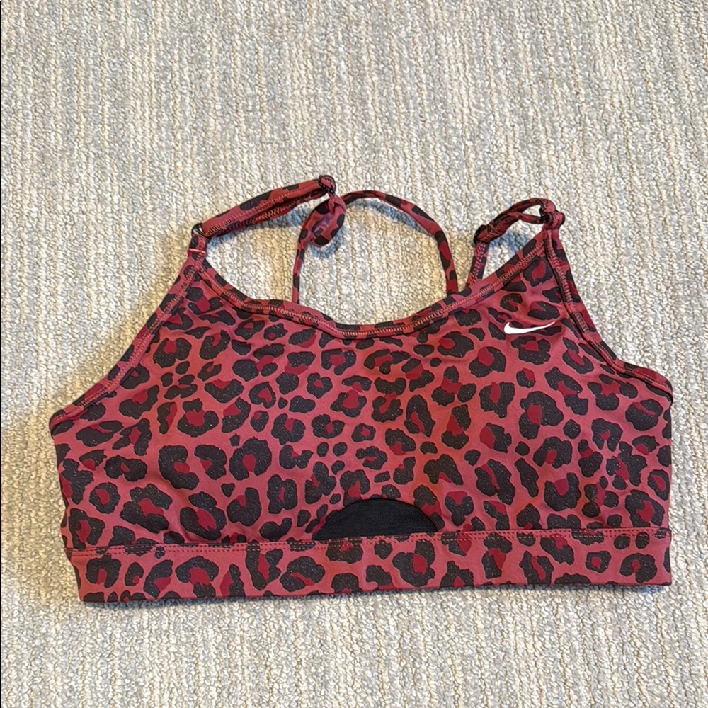 EUC Nike Women's Red Leopard Print Sports Bra